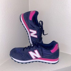 Navy & Pink New Balance 500 Sneaker